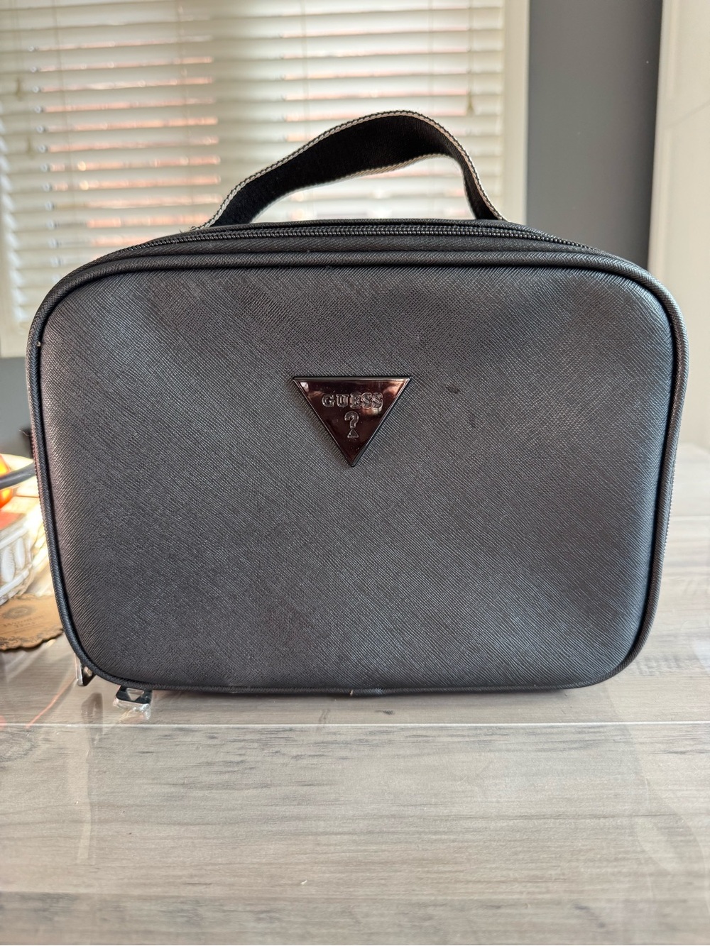 GUESS Black Toiletry Case with Top Handle